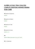 ALGEBRA IA EXAM 1 FINAL EXAM 2026 &NewLine;COMPLETE QUESTIONS ANSWERS PREMIUM &NewLine;STUDY GUIDE 
