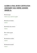 ALGEBRA IA FINAL REVIEW CERTIFICATION &NewLine;ASSESSMENT 2026 VERIFIED ANSWERS &NewLine;GRADED A&plus;