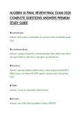 ALGEBRA IA FINAL REVIEW FINAL EXAM 2026 &NewLine;COMPLETE QUESTIONS ANSWERS PREMIUM &NewLine;STUDY GUIDE