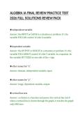 ALGEBRA IA FINAL REVIEW PRACTICE TEST &NewLine;2026 FULL SOLUTIONS REVIEW PACK