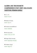 ALGEBRA AND TRIGONOMETRY &NewLine;COMPREHENSIVE STUDY SHEET 2026 SOLVED &NewLine;QUESTIONS PREMIUM BUNDLE