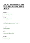 ALHS 1090 EXAM SCRIPT FINAL PAPER &NewLine;2026 FULL QUESTIONS AND CORRECT &NewLine;ANSWERS