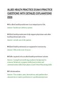 ALLIED HEALTH PRACTICE EXAM II PRACTICE &NewLine;QUESTIONS WITH DETAILED EXPLANATIONS &NewLine;2026 