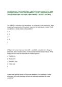 &NewLine;NR 546 FINAL PRACTICE EXAM PSYCHOPHARMACOLOGY QUESTIONS AND VERIFIED ANSWERS LATEST UPDATE&NewLine;