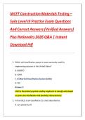 NICET Construction Materials Testing &lpar;CMT&rpar; Level I&colon; Practice Exam Questions & Verified Answers with Rationales &ndash; 2026 Q&A