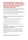 AIPMM Certified Product Manager &lpar;CPM&rpar; Exam Prep 2026&sol;2027 &ndash; Complete Real Exam Questions with Verified Answers&comma; Detailed Rationales & Product Management Certification Study Guide