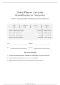 NUR 631 Advanced Physiology and Pathophysiology Practice Mock Exam Questions and Answers A&plus;