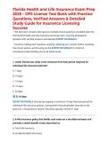 Florida Health and Life Insurance Exam Prep 2026 &ndash; DFS License Test Bank with Practice Questions&comma; Verified Answers & Detailed Study Guide for Insurance Licensing Success