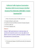 California Traffic Engineer Examination &NewLine;Questions With Correct Answers &lpar;Verified &NewLine;Answers&rpar; Plus Rationales 2026 Q&A &vert; Instant &NewLine;Download Pdf 