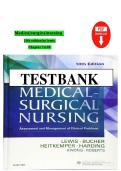 Lewis Medical Surgical Nursing&comma; 10th Edition&colon;Test Bank - Lewis Medical Surgical Nursing&comma; 10th Edition&colon; 100 &percnt; Verified Question & Answers&lpar; Chapters 1-68&rpar;&colon; Guaranteed A&plus;&NewLine;