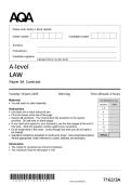 ACTUAL 2025 AQA A-level LAW 7162&sol;3A Paper 3A Contract MERGED QUESTION PAPER &plus; &NewLine;MARK SCHEME&NewLine;ACTUAL 2025 AQA A-level LAW 7162&sol;3A Paper 3A Contract MERGED QUESTION PAPER &plus; &NewLine;MARK SCHEME