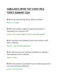 AMBULANCE DRIVER TEST II HIGH-YIELD &NewLine;TOPICS SUMMARY 2026 