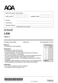 ACTUAL 2025 AQA A-level LAW 7162&sol;3A Paper 3A Contract MERGED QUESTION PAPER &plus; &NewLine;MARK SCHEME&NewLine;ACTUAL 2025 AQA A-level LAW 7162&sol;3A Paper 3A Contract MERGED QUESTION PAPER &plus; &NewLine;MARK SCHEME