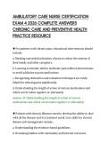 AMBULATORY CARE NURSE CERTIFICATION &NewLine;EXAM 4 2026 COMPLETE ANSWERS &NewLine;CHRONIC CARE AND PREVENTIVE HEALTH &NewLine;PRACTICE RESOURCE
