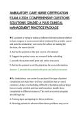 AMBULATORY CARE NURSE CERTIFICATION &NewLine;EXAM 4 2026 COMPREHENSIVE QUESTIONS &NewLine;SOLUTIONS GRADED A PLUS CLINICAL &NewLine;MANAGEMENT PRACTICE PACKAGE