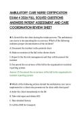AMBULATORY CARE NURSE CERTIFICATION &NewLine;EXAM 4 2026 FULL SOLVED QUESTIONS &NewLine;ANSWERS PATIENT ASSESSMENT AND CARE &NewLine;COORDINATION REVIEW SHEET
