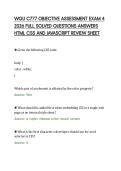 WGU C777 OBJECTIVE ASSESSMENT EXAM 4&NewLine;2026 FULL SOLVED QUESTIONS ANSWERS&NewLine;HTML CSS AND JAVASCRIPT REVIEW SHEET&NewLine;
