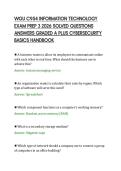 WGU C954 INFORMATION TECHNOLOGY&NewLine;EXAM PREP 3 2026 SOLVED QUESTIONS&NewLine;ANSWERS GRADED A PLUS CYBERSECURITY&NewLine;BASICS HANDBOOK