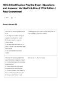 HCS-D Certification Practice Exam &vert; Questions&NewLine;and Answers &vert; Verified Solutions &vert; 2026 Edition &vert;&NewLine;Pass Guaranteed