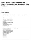 HCS-D Practice &num;2 Exam &vert; Questions and&NewLine;Answers &vert; Verified Solutions &vert; 2026 Edition &vert; Pass&NewLine;Guaranteed