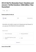 HCS-D Stuff to Remember Exam &vert; Questions and&NewLine;Answers &vert; Verified Solutions &vert; 2026 Edition &vert; Pass&NewLine;Guaranteed