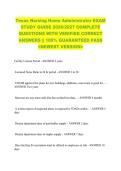 Texas Nursing Home Administrator EXAM &NewLine;STUDY GUIDE 2026&sol;2027 COMPLETE &NewLine;QUESTIONS WITH VERIFIED CORRECT &NewLine;ANSWERS &vert;&vert; 100&percnt; GUARANTEED PASS &NewLine;<NEWEST VERSION> 