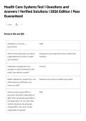 Health Care Systems Test &vert; Questions and&NewLine;Answers &vert; Verified Solutions &vert; 2026 Edition &vert; Pass&NewLine;Guaranteed