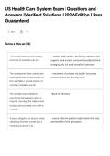 US Health Care System Exam &vert; Questions and&NewLine;Answers &vert; Verified Solutions &vert; 2026 Edition &vert; Pass&NewLine;Guaranteed