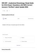 HES 207 - Anatomical Kinesiology&colon; Study Guide&NewLine;for ICQ 2 Exam &vert; Questions with 100&percnt; Correct&NewLine;Answers &vert; Verified &vert; Latest Update 2026