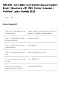 HES 207 - Circulatory and Cardiovascular System&NewLine;Exam &vert; Questions with 100&percnt; Correct Answers &vert;&NewLine;Verified &vert; Latest Update 2026