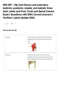 HES 207 - Hip Joint flexors and extendors&NewLine;&lpar;anterior&comma; posterior&comma; medial&comma; and lateral&rpar;&comma; Knee&NewLine;Joint&comma; Ankle and Foot&comma; Trunk and Spinal Column&NewLine;Exam &vert; Questions with 100&percnt; Correct Answers &vert;&NewLine;Verified &vert; Latest Update 2026&NewLine;