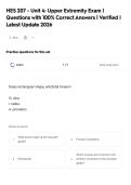 HES 207 - Unit 4&colon; Upper Extremity Exam &vert;&NewLine;Questions with 100&percnt; Correct Answers &vert; Verified &vert;&NewLine;Latest Update 2026