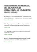 WGU D312 ANATOMY AND PHYSIOLOGY 7&NewLine;2026 COMPLETE ANSWERS&NewLine;MUSCULOSKELETAL AND NERVOUS SYSTEM&NewLine;PRACTICE RESOURCE&NewLine;