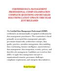 CERTIFIED DATA MANAGEMENT &NewLine;PROFESSIONAL &lpar;CDMP&rpar; EXAMINATION &NewLine;COMPLETE QUESTIONS AND DETAILED &NewLine;SOLUTIONS LATEST UPDATE THIS YEAR &NewLine;JUST RELEASED 