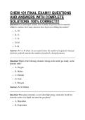 CHEM 101 FINAL EXAM&excl;&excl;&excl; QUESTIONS AND ANSWERS WITH COMPLETE SOLUTIONS 100&percnt; CORRECT&excl;&excl;&excl;