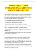 MONTANA STATE LIFE &NewLine;INSURANCE EXAM QUESTIONS &NewLine;AND ANSWERS 2026 - 2027 