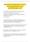 SNEAD STATE PHYSICS 1 FINAL &NewLine;EXAM QUESTIONS AND &NewLine;ANSWERS 2026 - 2027