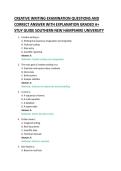 CREATIVE WRITING EXAMINATION QUESTIONS AND &NewLine;CORRECT ANSWER WITH EXPLANATION GRADED A&plus; &NewLine;STUY GUIDE