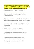MEDICAL TERMINOLOGY TEST BANK Questions&NewLine;and Answers 2026 &vert; Comprehensive Word Root&NewLine;& Prefix Review with Rationales &vert; Grade A&plus;