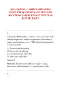 MHA 706 FINAL LORD EXAMINATION &NewLine;COMPLETE QUESTIONS AND DETAILED &NewLine;SOLUTIONS LATEST UPDATE THIS YEAR &NewLine;JUST RELEASED 