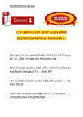 CPR Certification Study Guide Exam Questions and Answers &ndash; Complete Certification Preparation and Practice Material &lpar;Graded A&plus;&rpar;