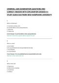 CRIMINAL LAW EXAMINATION QUESTIONS AND &NewLine;CORRECT ANSWER WITH EXPLANATION GRADED A&plus; &NewLine;STUDY GUIDE 