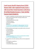 Cook County Sheriff&rsquo;s Deputy Exam &lpar;CCSO&rpar; &NewLine;Newest 2026- 2027 Updated Practice Exam &vert; &NewLine;100 Actual Most Tested Questions Collections &NewLine;& Verified Detailed Answers &vert; Tutor Verified &NewLine;Success Exam&rpar; Graded A&plus;