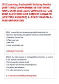 CR2 Excavating&comma; Grading & Oil Surfacing Practice &NewLine;QUESTIONS&vert;&vert; COMPREHENSIVE TEST BANK &NewLine;FINAL EXAM 2026-2027&sol;COMPLETE ACTUAL &NewLine;EXAM QUESTIONS AND CORRECT ANSWERS &NewLine;&lpar;VERIFIED ANSWERS&rpar; ALREADY GRADED A&plus; &NewLine;PASS GUARANTEED