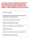 Journeyman Lineman Test BANK FINAL EXAM 2026&NewLine;2027&sol;COMPLETE ACTUAL EXAM QUESTIONS AND &NewLine;CORRECT ANSWERS &lpar;VERIFIED ANSWERS&rpar; ALREADY &NewLine;GRADED A&plus; PASS GUARANTEED &vert;Electrical Engineerin