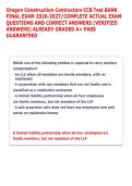 Oregon Construction Contractors CCB Test BANK &NewLine;FINAL EXAM 2026-2027&sol;COMPLETE ACTUAL EXAM &NewLine;QUESTIONS AND CORRECT ANSWERS &lpar;VERIFIED &NewLine;ANSWERS&rpar; ALREADY GRADED A&plus; PASS &NewLine;GUARANTEED