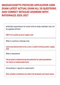 MASSACHUSETTS PESTICIDE APPLICATOR CORE &NewLine;EXAM LATEST ACTUAL EXAM ALL 50 QUESTIONS &NewLine;AND CORRECT DETAILED ANSWERS WITH &NewLine;RATIONALES 2026-2027 