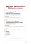 ABC Prosthetic Technician Exam Study Guide Questions and Answers