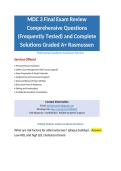 MDC 3 Final Exam Review Comprehensive Questions &lpar;Frequently Tested&rpar; and Complete Solutions Graded A&plus; Rasmussen