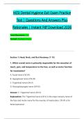 HESI Dental Hygiene Exit Exam Practice &NewLine;Test &vert; Questions And Answers Plus &NewLine;Rationales &vert; Instant Pdf Download 2026